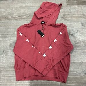 Monrow Red Star Sleeve Hoodie NWT Size M